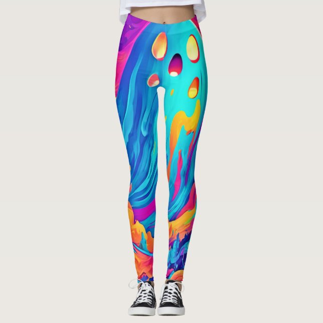 Leggings Arte de Halloween fantasma espectral (Anverso)