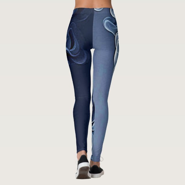 Leggings Arte de humo azul emocional (Reverso)