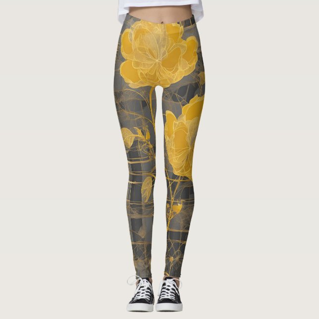 Leggings arte de IA de encaje de girasol (Anverso)