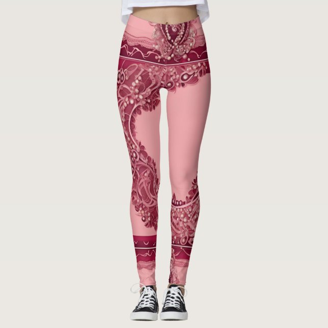 Leggings Arte de IA en rosa de moda (Anverso)