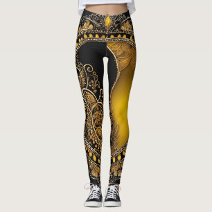 Leggings Arte de IA Gold y Black Shiny Pearl Baby