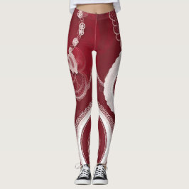 Leggings Arte de IA oscuro rojo floral