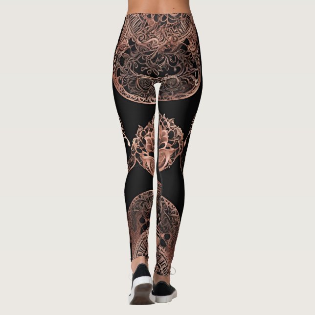 Leggings Arte de IA Vintage Black & Rosegold (Reverso)