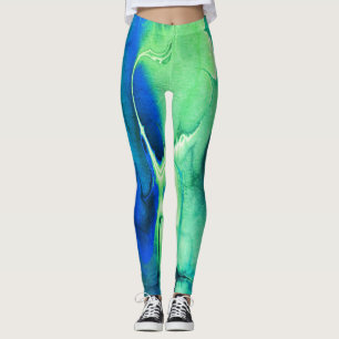 Leggings arte de iluminación eléctrica azul verde azulado f