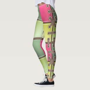Leggings arte de la moda rosa y verde