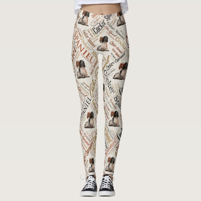 Leggings Arte de la palabra de cocker spaniel (Anverso)