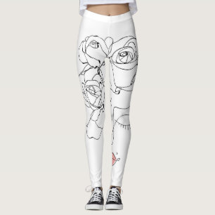 Leggings Arte de línea floral: Mujer mínima.