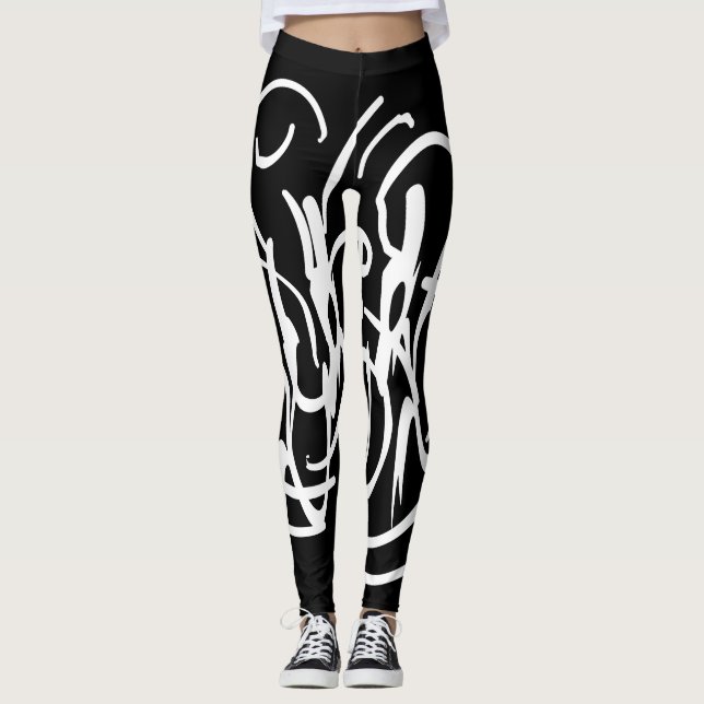 Leggings arte de línea geométrica modernista abstracta (Anverso)
