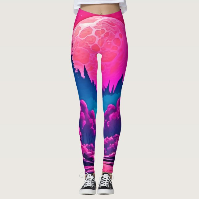 Leggings Arte de Luna Rosa Gigante (Anverso)