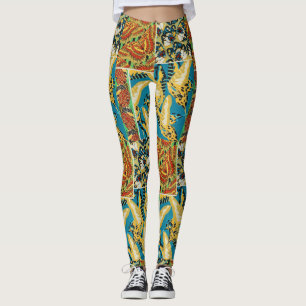 Leggings Arte de Mariposa Art Déco Amarillo y Turquesa Vibr