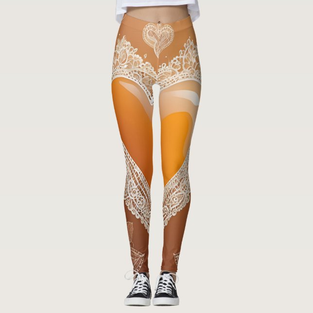 Leggings arte de naranja Heart Lace AI (Anverso)