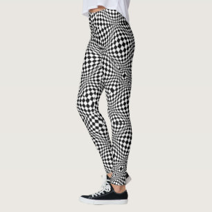 Leggings Arte de Op. Sys. del Quark blanco y negro