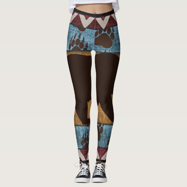 Leggings Arte de oso nativo americano (Anverso)