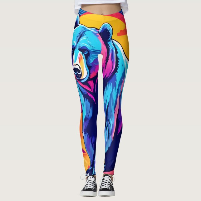 Leggings Arte de oso vibrante (Anverso)
