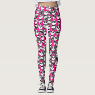 Leggings Arte de panda blanco y negro juguetón