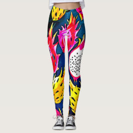 Leggings Arte de patrón de fruta dragón