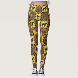 Leggings Arte de patrón de fusión de boceto de leopardo
