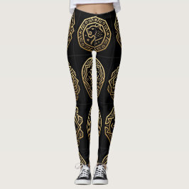 Leggings Arte de Patrón de Glifo de Sombra de Jaguar