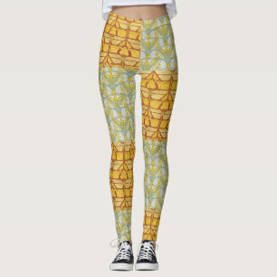 Leggings Arte de patrón de rejilla de la naturaleza Art Nou