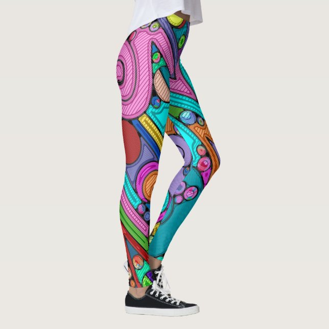 Leggings Arte de patrón pintado a mano y digitalmente 12 (Derecha)