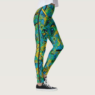 Leggings Arte de patrón pintado a mano y digitalmente 21
