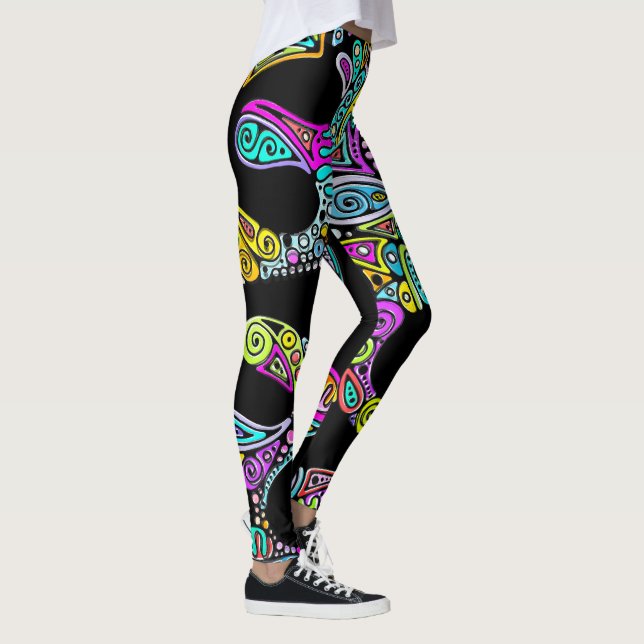 Leggings Arte de patrón pintado a mano y digitalmente 28 (Derecha)