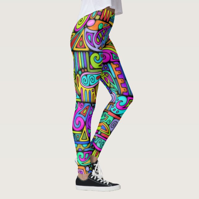 Leggings Arte de patrón pintado a mano y digitalmente 5 (Derecha)
