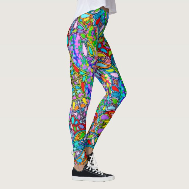 Leggings Arte de patrón pintado a mano y digitalmente 54 (Derecha)