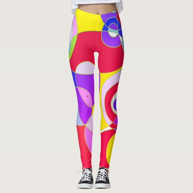 Leggings Arte de patrones de color geométrico (Anverso)
