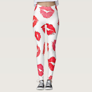 Leggings Arte de patrones de labios rojos y rosados