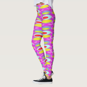 Leggings Arte de patrones ovalados en colores mixtos brilla
