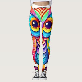 Leggings Arte de Perch de Lechuza Arcoiris