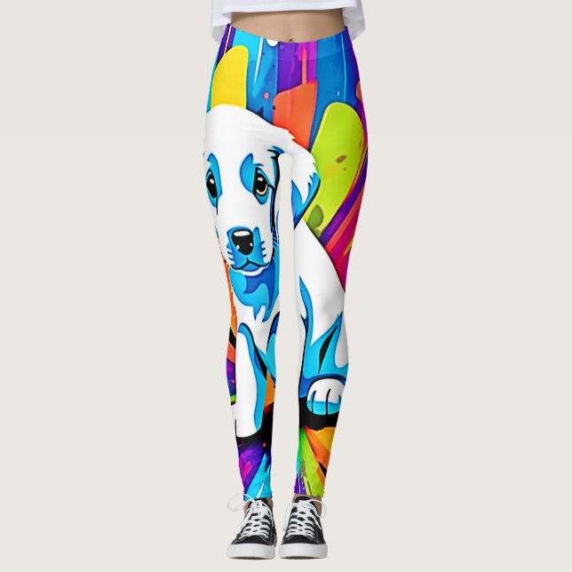 Leggings Arte de perro vibrante (Anverso)