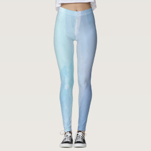 Leggings Arte de pincel azul, abstracto, de color de agua f