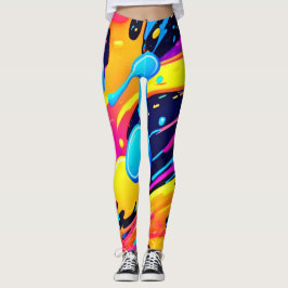 Leggings Arte de pintura con salpicaduras de neón