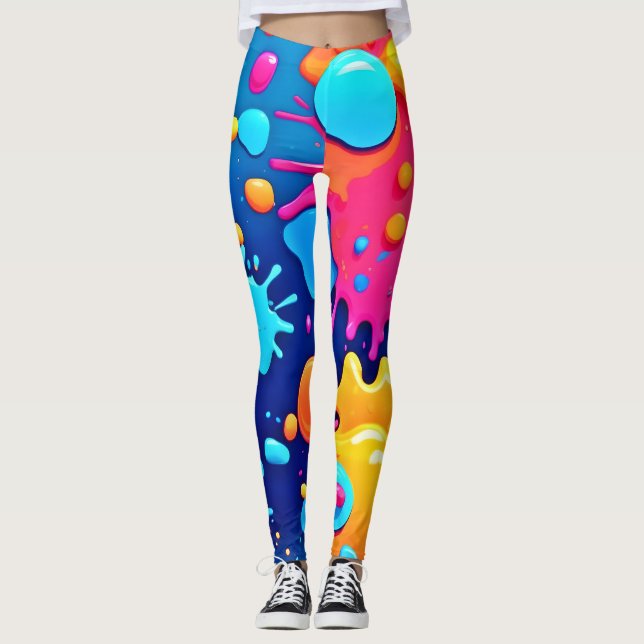 Leggings Arte de pintura de arco iris (Anverso)