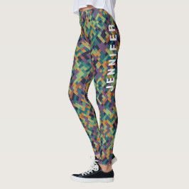 Leggings Arte de píxel verde de moda y patrón abstracto