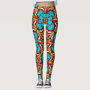 Leggings Arte de repetición de mandala floral vibrante