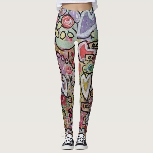 Leggings Arte de resumen del corazón (Anverso)