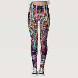 Leggings Arte de Salón de Lujo Psicodélico de Neón