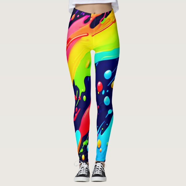 Leggings Arte de Salpicadura de Arcoíris (Anverso)