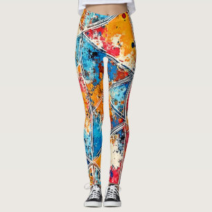 Leggings Arte de salpicadura geométrica vibrante