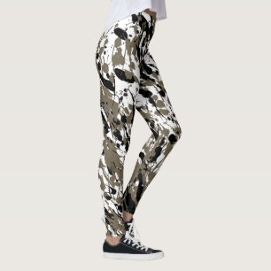 Leggings Arte de salpicaduras y goteo marrón y negro