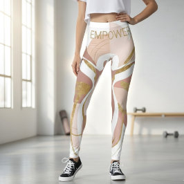 Leggings Arte de silueta de mujer dorada abstracta empodera