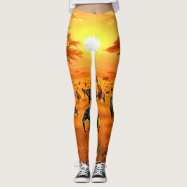 Leggings Arte de Sunset en la sabana africana