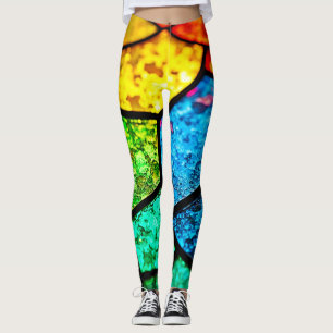 Leggings Arte de textura de vidrio emplomado vibrante de to