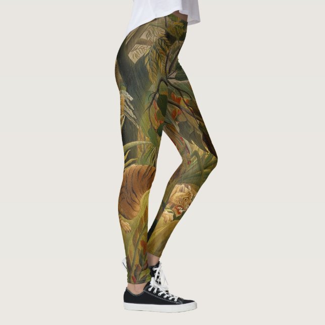 Leggings Arte de tigre tropical de la selva de Rousseau (Derecha)