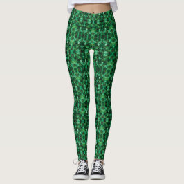 Leggings Arte de tinta de alcohol abstracto verde Oasis