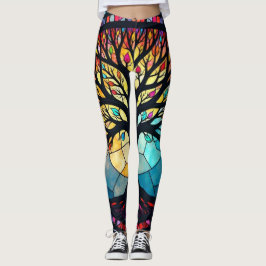 Leggings Arte de Vidrio Teñido, Árbol de la Vida en Vidrio 