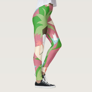Leggings Arte Deco Vintage Jazz Plantillas Palmeras y Pájar